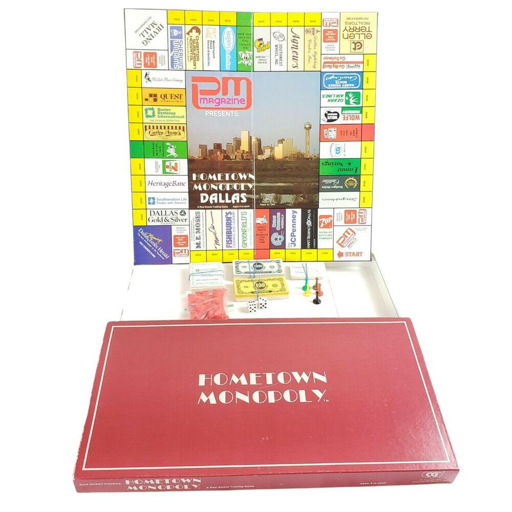 1983 Hometown Monopoly Dallas Game Vintage Real Estate Trading Game Citigames